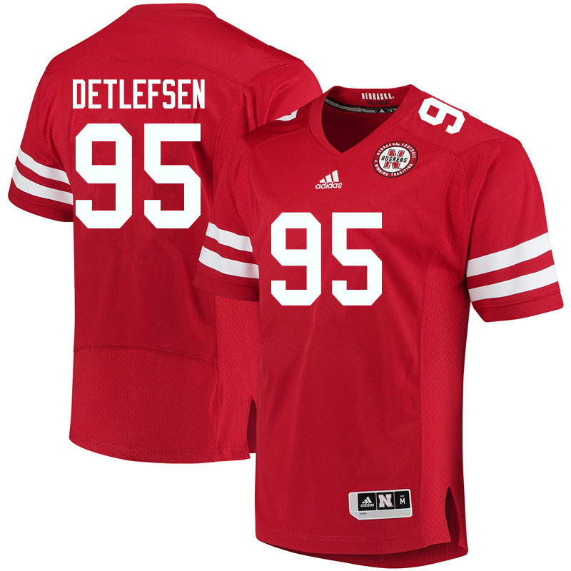 Men #95 Grant Detlefsen Nebraska Cornhuskers College Football Jerseys Sale-Red - Click Image to Close